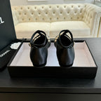 MARY JANES SHOES BLACK GOATSKIN WITH FAUX PEARL