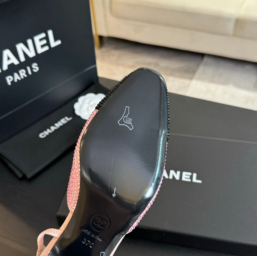 slingbacks 65 pink black calfskin glitter