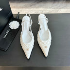 cc slingbacks 65 white satin lambskin