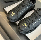 cc low sneaker black denim embroidery canvas
