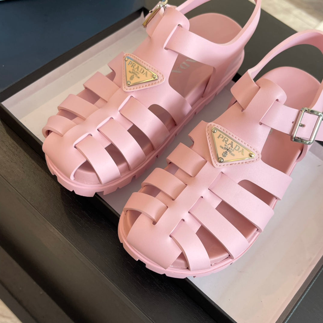 PRA RUBBER FISHERMAN SANDALS LIGHT PINK CALFSKIN