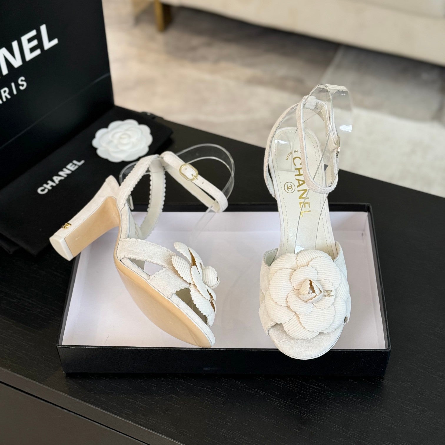 CC Sandals 80mm White Suede