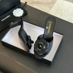 CC Mules 80mm Black Matte Fabric