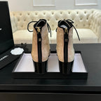 CC LACE-UP SHORT BOOTS IN SEPIA BEIGE MIX BLACK SUEDE