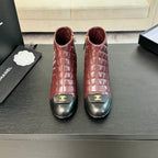 CC Ankle Boots 50mm Burgundy Black Quilted Lambskin