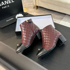 CC Ankle Boots 50mm Burgundy Black Quilted Lambskin