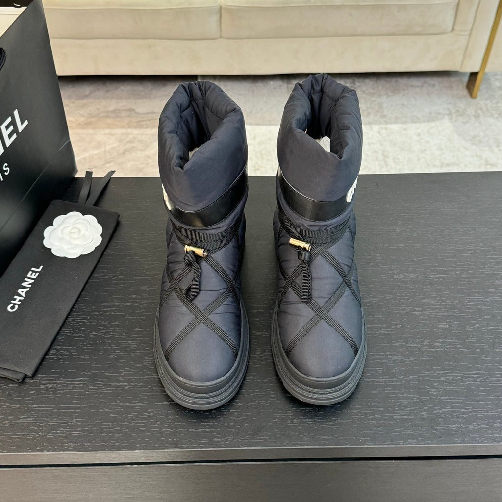 CC Ankle Boots Grey Mix Black Wind Cloth Quilted