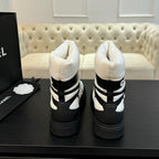 CC Ankle Boots White Mix Black Wind Cloth Quilted