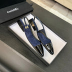 CC Slingback Black Drak Blue Suede
