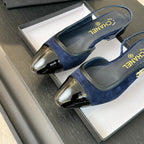 CC Slingback Black Drak Blue Suede