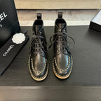 CC Ankle Boots Black With Chain Calfskin