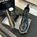 CC Ankle Boots Black With Chain Calfskin
