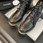 CC Ankle Boots Black With Chain Calfskin