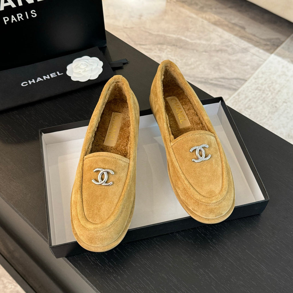 CC Moccasins Yellow Suede And Wool