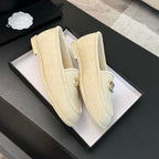 CC Moccasins White Suede And Wool