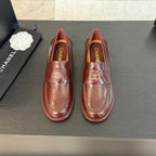 CC Moccasins Glossy Reddish Brown Cowhide