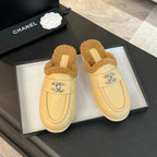 CC Mule Beige Calfskin Lamb Wool