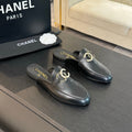 CC Mule Black Calfskin Double C Diamond