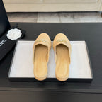 CC Mule Beige Calfskin Double C Diamond