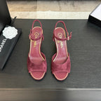 T-STRAP PEARL HEEL 85 MM SANDALS IN SANGRIA RED SUEDE