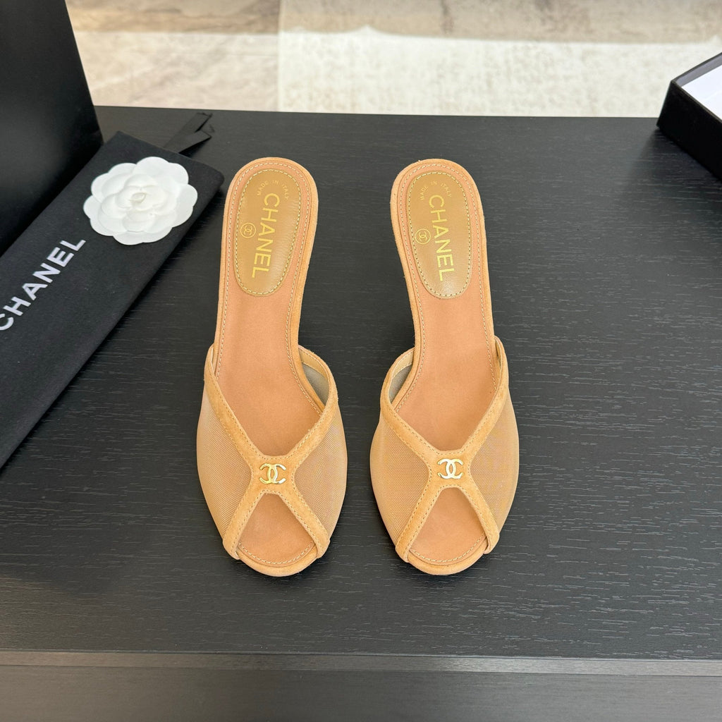CC 26s Sandal 7cm Beige Mesh Suede 700604