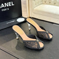 CC 26s Sandal 7cm Black Woven Lambskin 700609