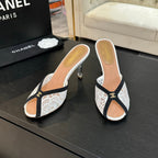 CC 26s Sandal 7cm Black White Mesh Lambskin 700610