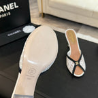 CC 26s Sandal 7cm Black White Mesh Lambskin 700610
