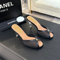 CC 26s Sandal 7cm Black Mesh Lambskin 700612