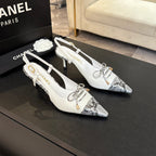 HIGH HEEL SLINGBACKS 65 MM IN WHITE WITH SNAKESKIN PATTERN LAMBSKIN