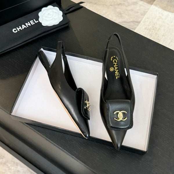 CC 25C Slingback Flat Black   sheepskin 212949