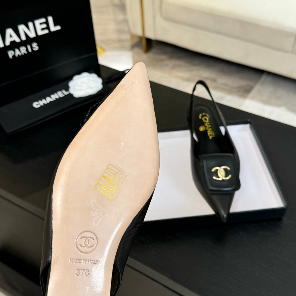 CC 25C Slingback Flat Black   sheepskin 212949
