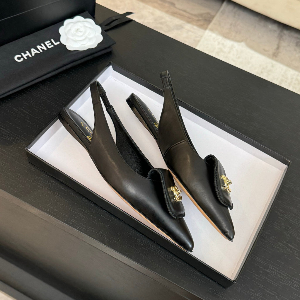 CC 25C Slingback Flat Black   sheepskin 212949