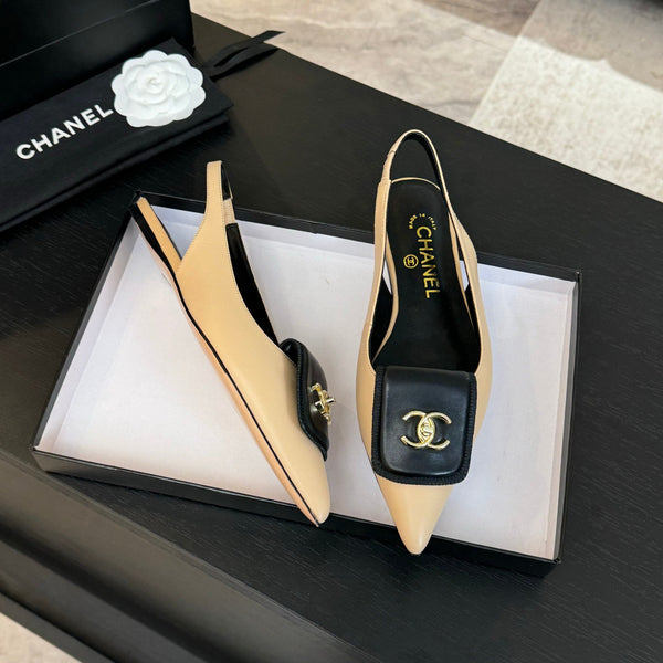 CC 25C Slingback Flat Cream   sheepskin 212951