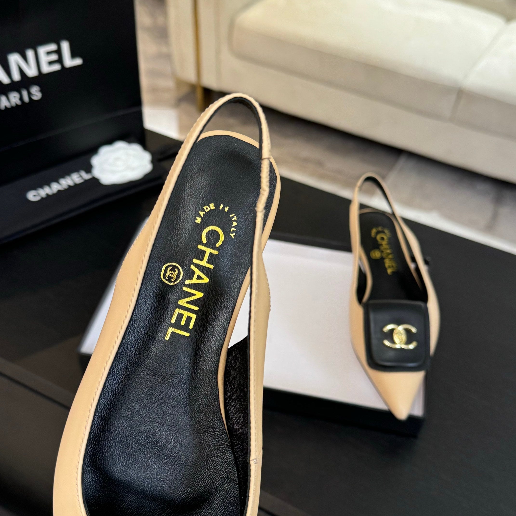 CC 25C Slingback Flat Cream   sheepskin 212951
