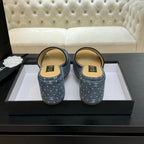 CC 25C Platform Slide Sandals Navy Blue Fabric 213158