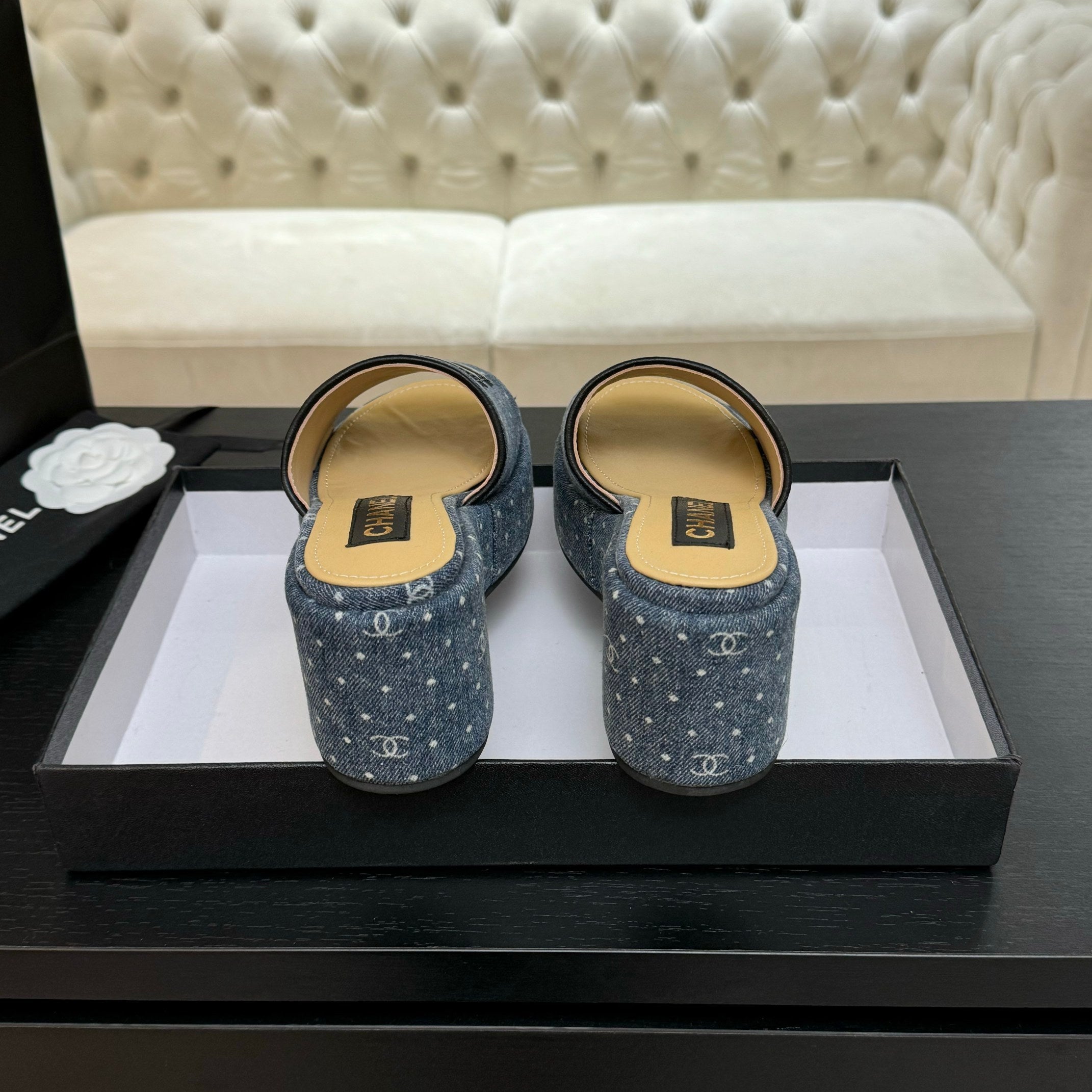 CC 25C Platform Slide Sandals Navy Blue Fabric 213158