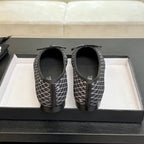 CC 25 Ballet Flat Black Grey Quilted Denim