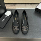 CC 25P Ballet Heel 50mm Black Raffia Large Logo