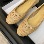 CC 25P Ballet Flat Beige Raffia Large Logo
