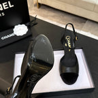 CC 25S Slingback 85mm Black Calfskin Purple Suede