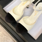 CC 25S Slingback 85mm White Calfskin Black Suede
