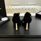 CC 25S Sandal Heel 85mm Black Suede