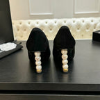 CC 25S Pump 85mm Black Suede Grosgrain