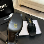 CC 25S Sandal Heel 50mm Black Suede Kidskin