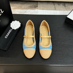 CC 25P Mary Jane 15mm Beige Blue Raffia 373782