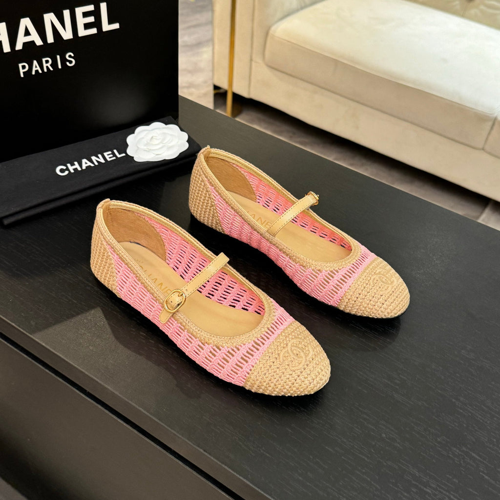 CC 25P Mary Jane 15mm Beige Pink Raffia 373784