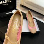 CC 25P Mary Jane 50mm Beige Pink Raffia 373788