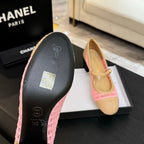 CC 25P Mary Jane 50mm Beige Pink Raffia 373788