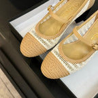 CC 25P Mary Jane 50mm Beige White Raffia 373790